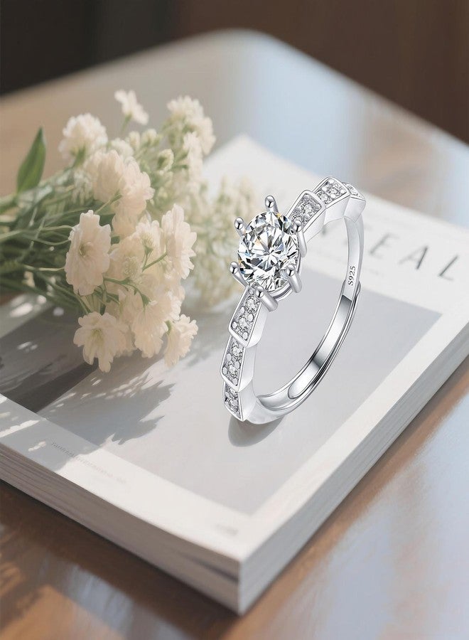 Luckilemon Moissanite Adjustable Engagement Ring, Promise Eternity Ring for Women,Wedding Rings,Jewelry Gift,Friendship Promise Fashion Jewelry Valentine Gifts for Women - Image 3
